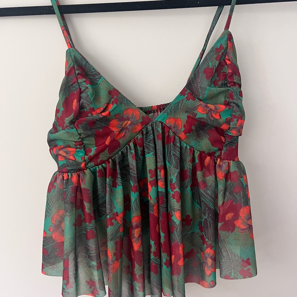 Urban Outfitters Red and Green Floral Camisole